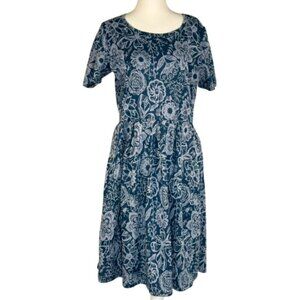 LuLaRoe Woman Dress 2XL & White Floral Fit & Flare  With Back Zipper